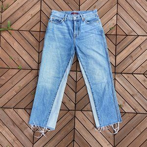 7 For All Mankind Kiki Raw Hem Upcycled Strait Leg Jeans Sz 28.5"